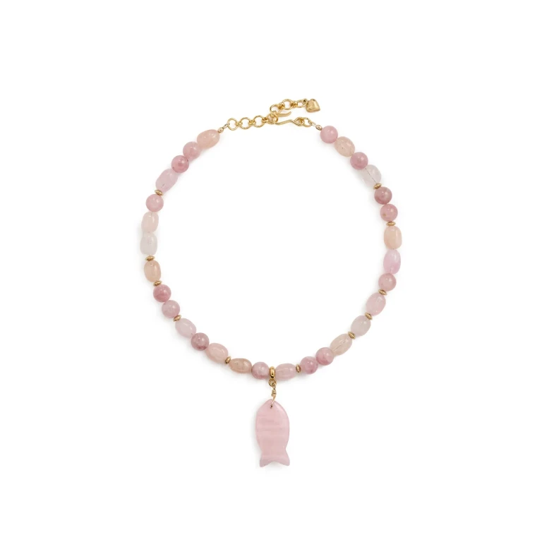 Brinker + Eliza Pink Mist Necklace Morganite/Rose Quartz One Size