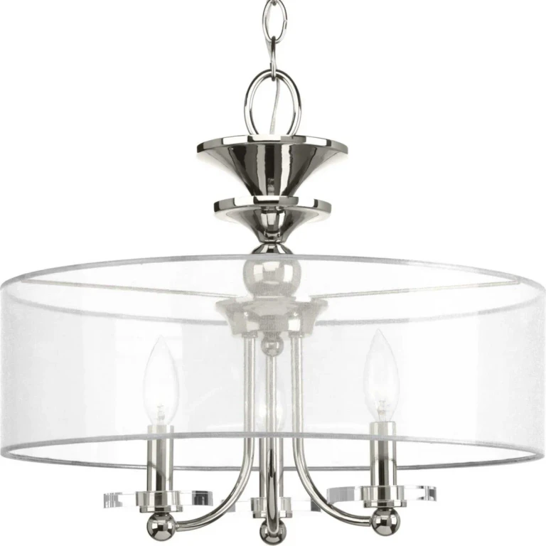 Polished Nickel Three Light Semi-Flush Convertible from the Marche' Collection