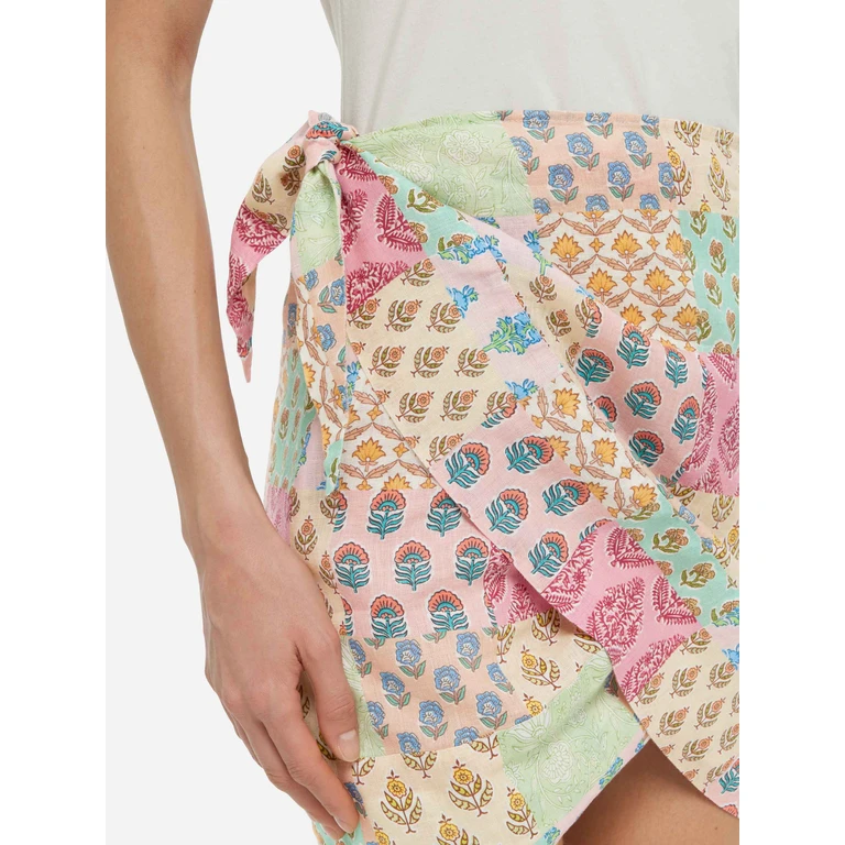 Mc2 Saint Barth Angie Linen Mini Skirt With Floral Print - Women