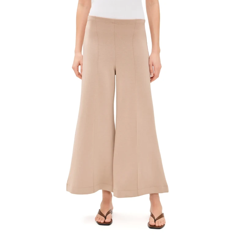 RIPLEY RADER Scuba Cropped Wide Leg Pants Tan XS