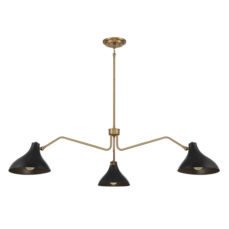 Trade Winds Delphine 3-Light Pendant in Matte Black with Natural Brass - TW7219MBKNB