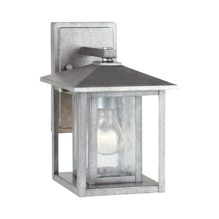 Weathered Pewter One Light Outdoor Wall Lantern from the Hunnington Collection