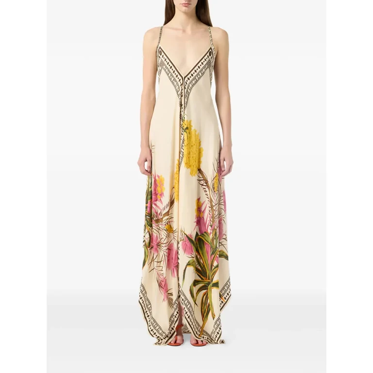 Blumarine Floral Print V-neck Dress