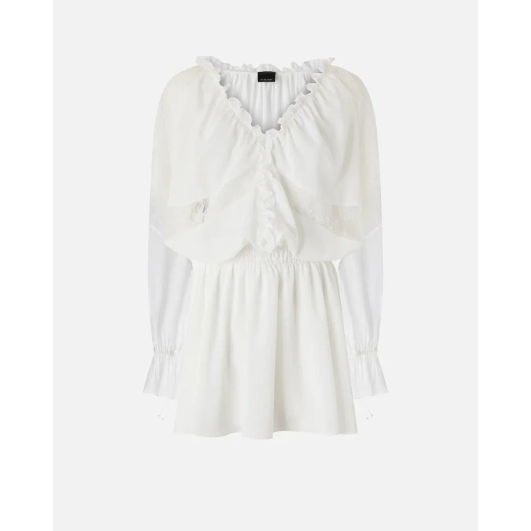Pinko Kurzes Kleid mit langen Ärmeln und Spitzendetails