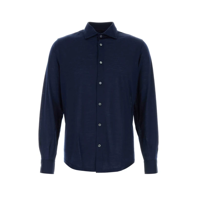 Fedeli Navy Blue Wool Shirt Exterior: Camicie - Men