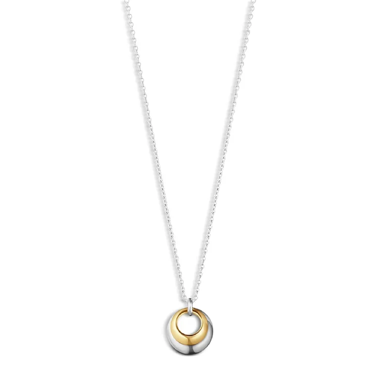 Georg Jensen 18K Yellow Gold & Sterling Silver Curve Circle Pendant Necklace, 17.72