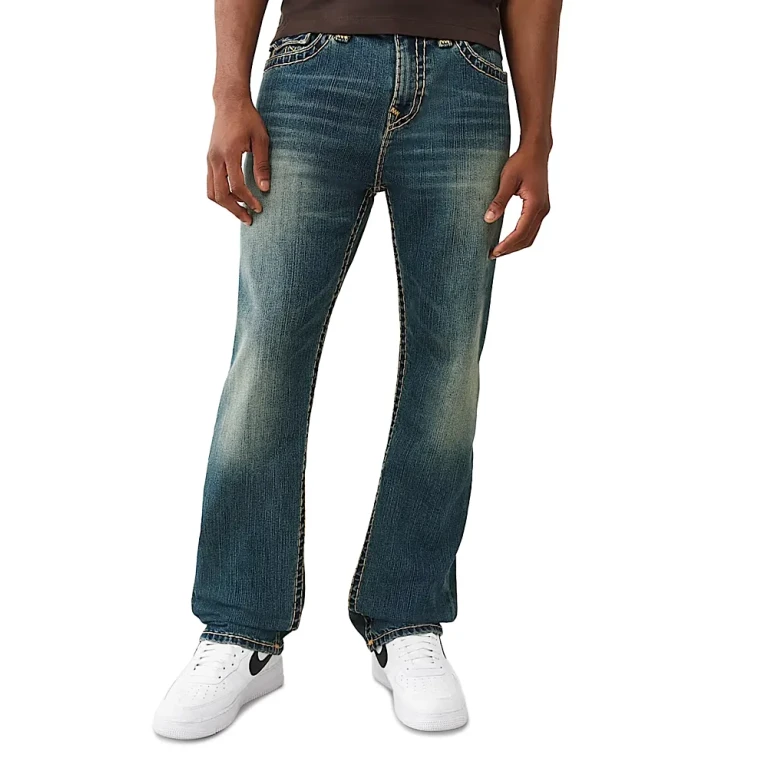 True Religion Bobby Super T Flap Baggy Jeans in Gotham Grind Blue