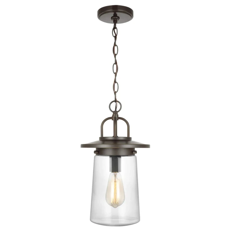 Antique Bronze One Light Outdoor Pendant from the Tybee Collection