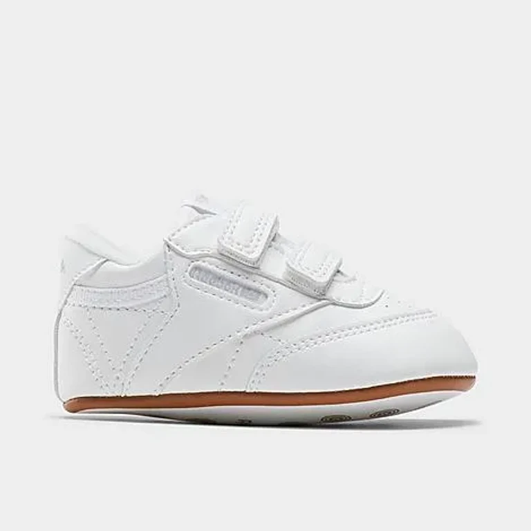 Reebok Infant Club C Stretch Lace Crib Shoes in White/White/White Size: 1.0