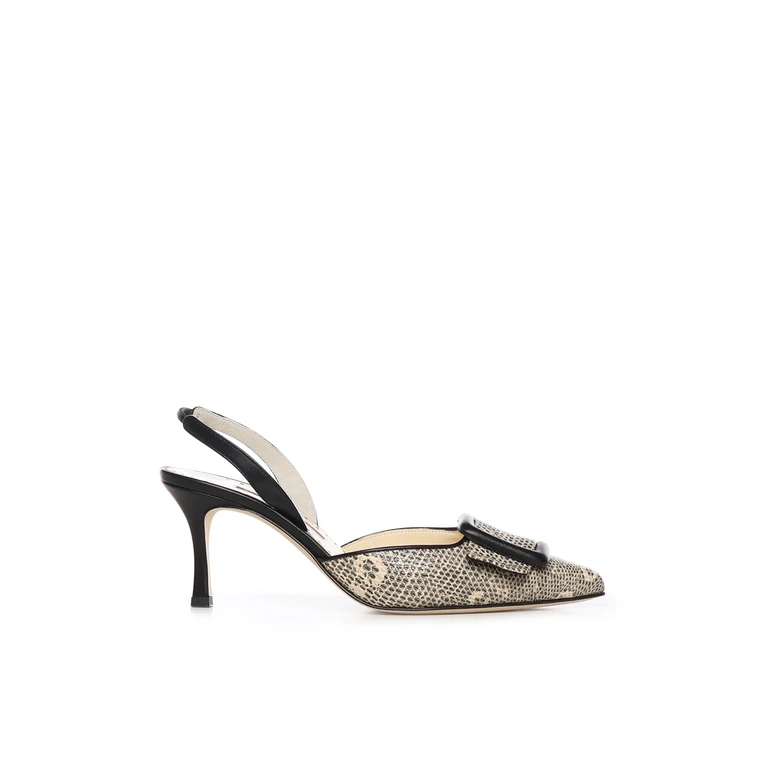 Manolo Blahnik With Heel Cream, Black Calfskin - Women