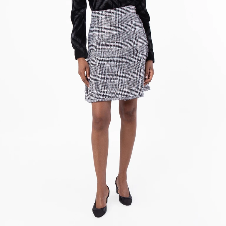 Burberry Embroidered Houndstooth Skirt
