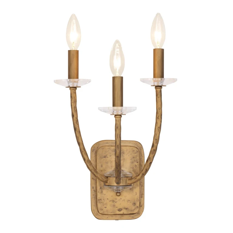 Ashen Gold Three Light Wall Sconce from the Atella Collection