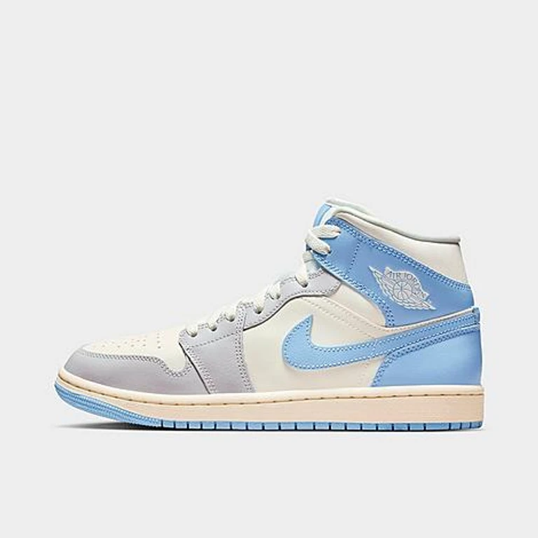 Jordan Women's Air Retro 1 Mid Casual Shoes in Psychic Blue/Sail/Coconut Milk Size: 5.0