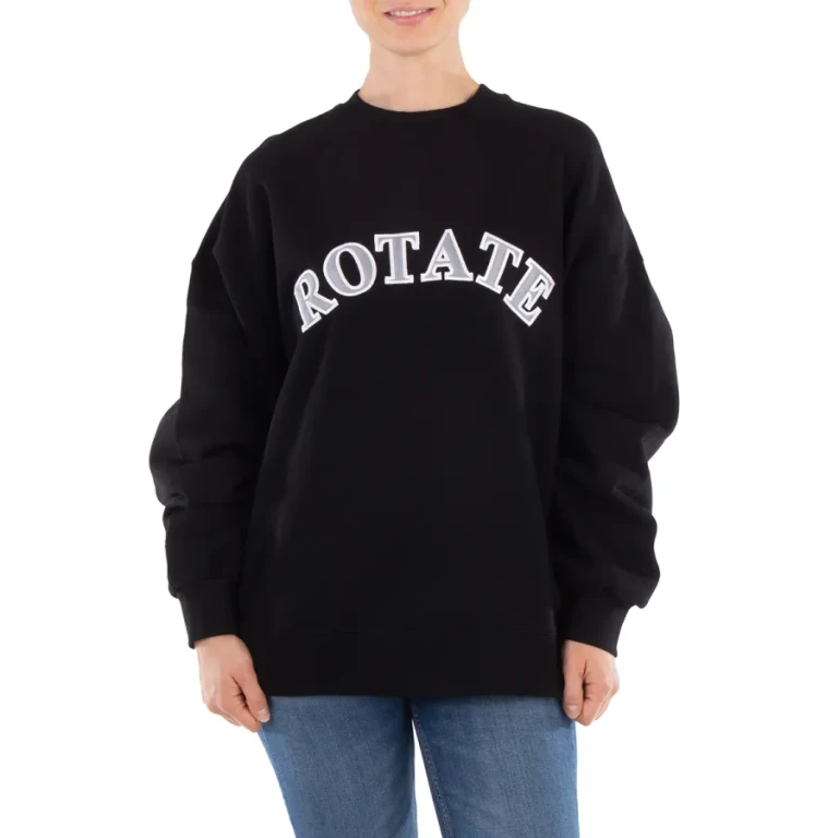 Rotate Ladies Black Crewneck Logo Sweatshirt