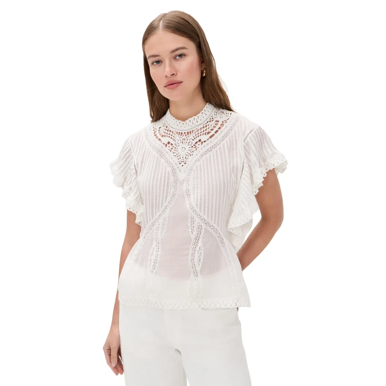 FARM Rio Off-White Blouse with Appliques Off-White XL