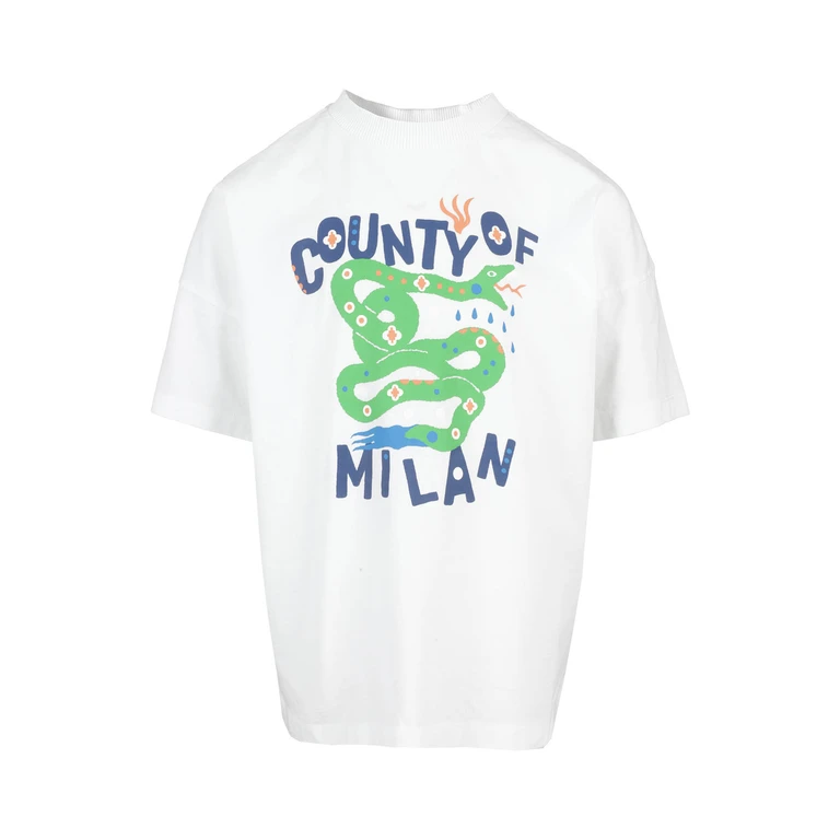 Marcelo Burlon Kids Snake Hand Over White Cotone T-shirt