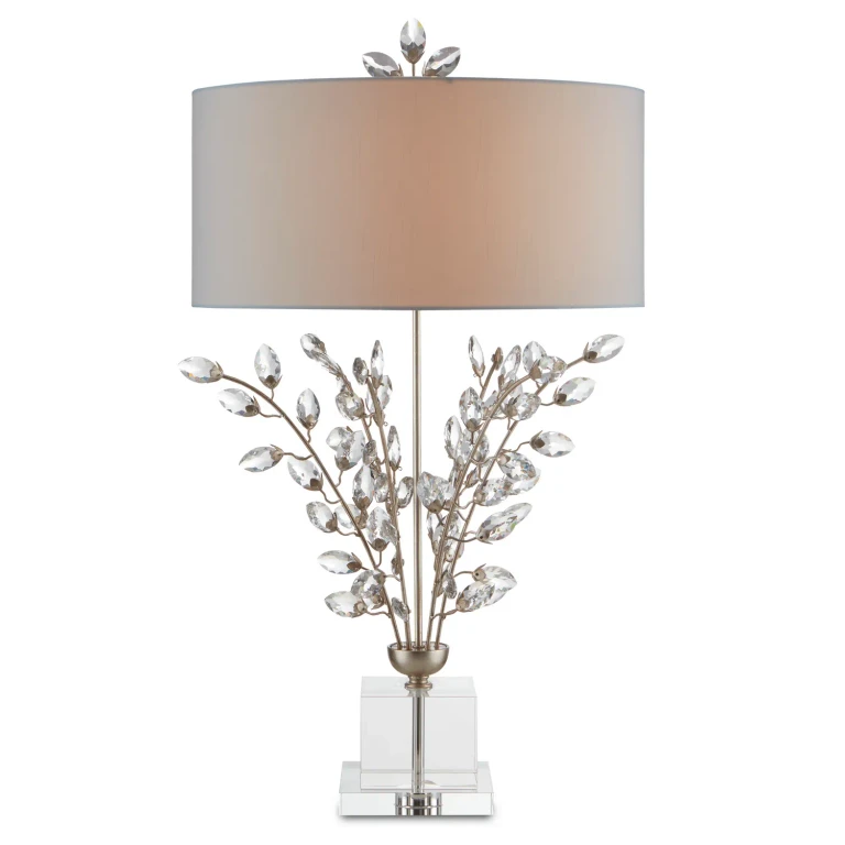 Forget-Me-Not 2-Light Table Lamp in Silver Leaf with Clear