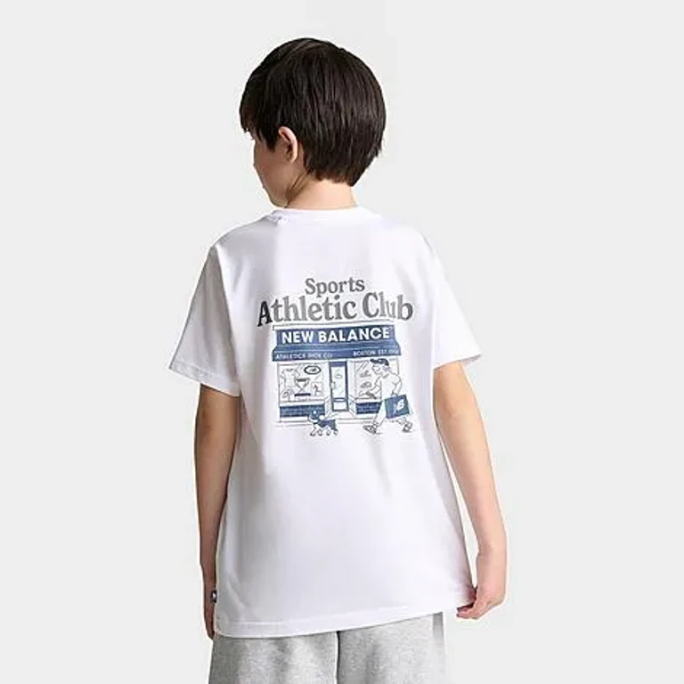 New Balance Big Kids Sports Club T-Shirt in Bright White Size: Small
