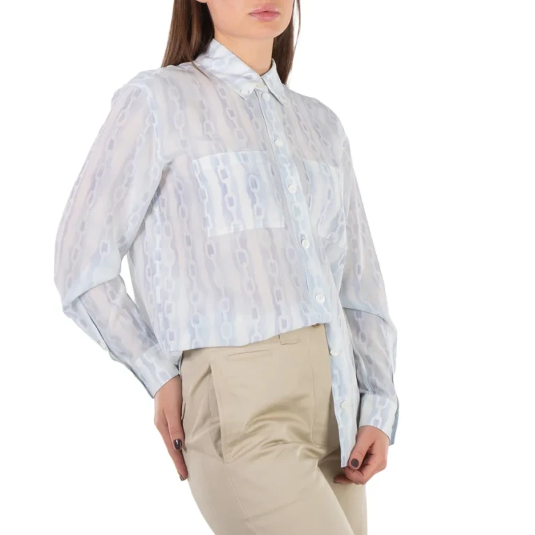 Burberry Ivanna Chain Print Silk Button-Down Collar Oversized Shirt