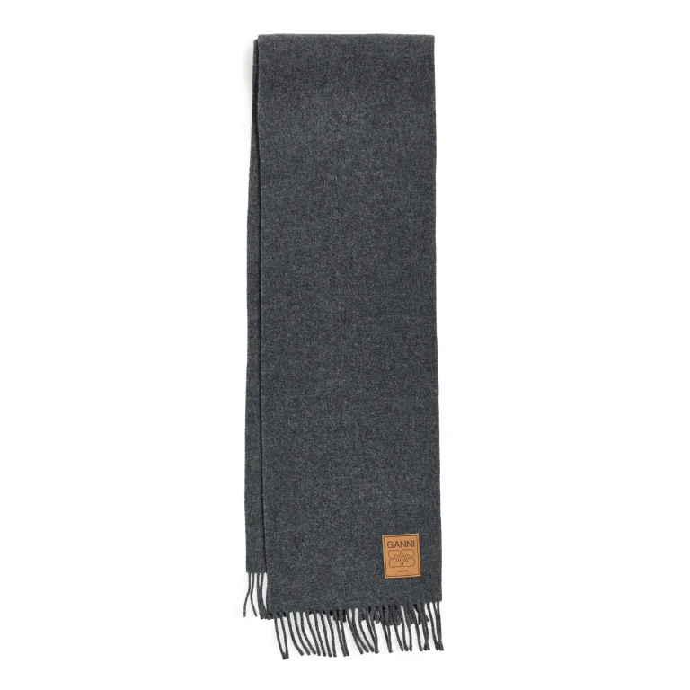 GANNI Double Face Wool Solid Scarf Paloma Melange One Size