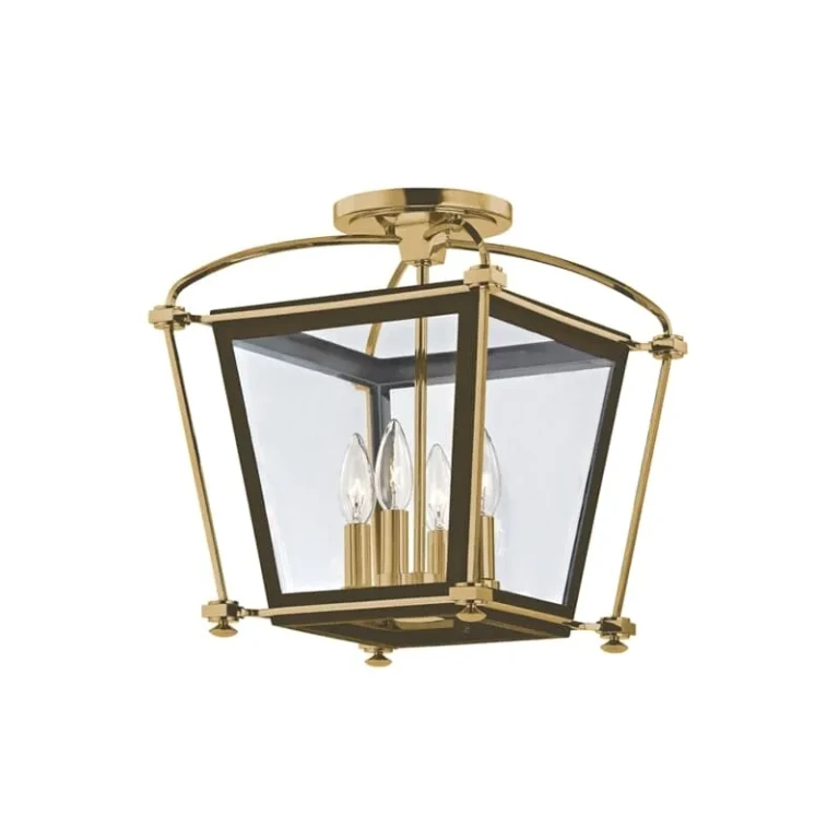 Hollis 4-Light 13" Ceiling Light in Aged Brass