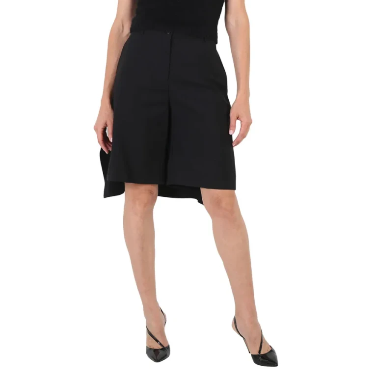 Burberry Ladies Black Geometric Print Panel Mohair Wool Shorts