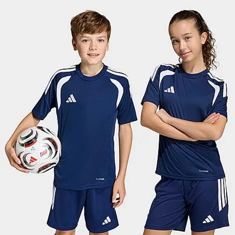 adidas Big Kids Tiro 26 League Soccer Jersey in Team Navy Blue 2/White Size: Small