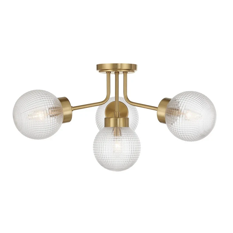Coral 4-Light Semi-Flush in Warm Brass