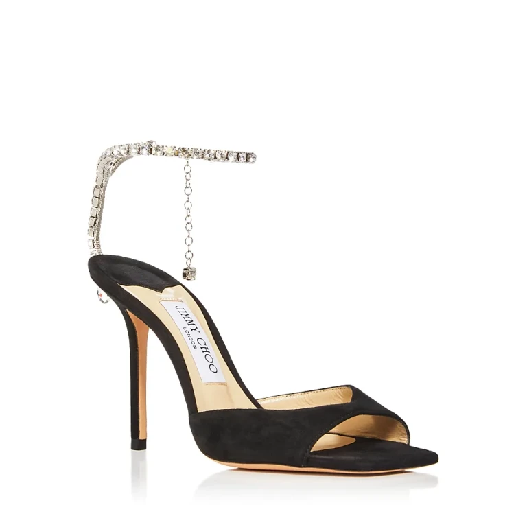 Jimmy Choo Women's Saeda Ankle Strap Chain 100 High Heel Sandals