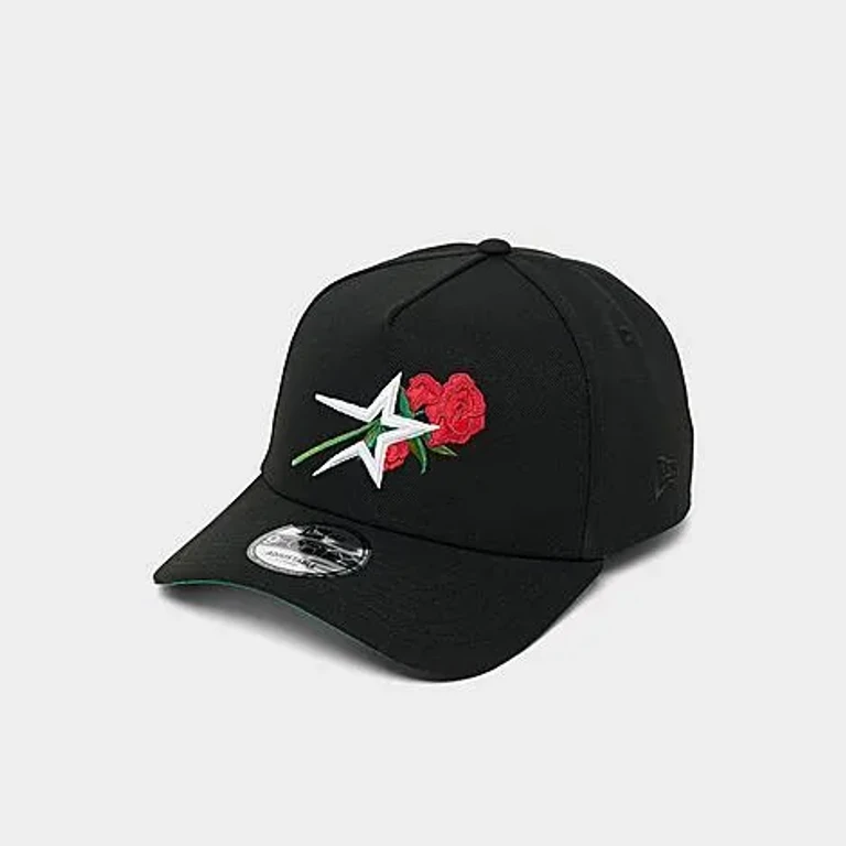 New Era Houston Astros MLB Rose 9FORTY A-Frame Snapback Hat in Black/White/Red