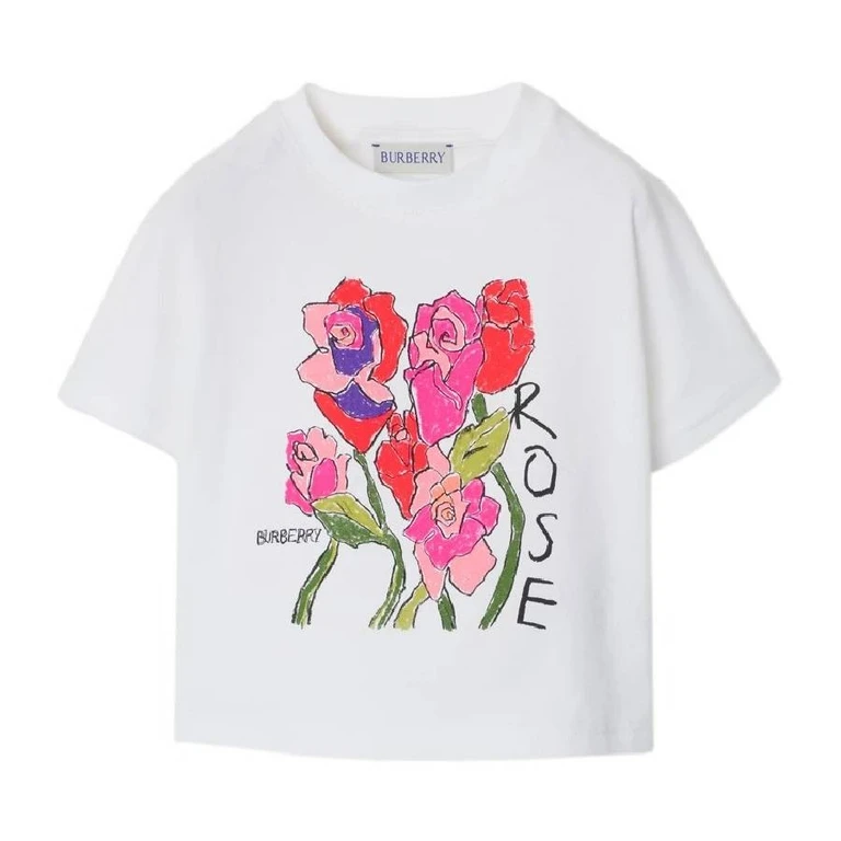 Burberry Girls Rose Graphic Print Cotton T Shirt