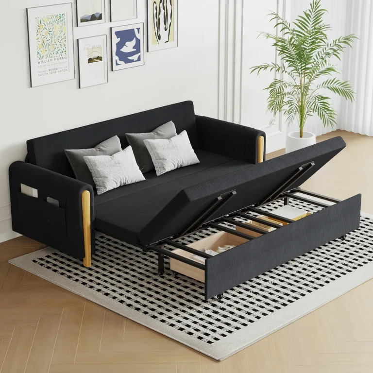 Black Upholstered King Size Daybed with Trundle