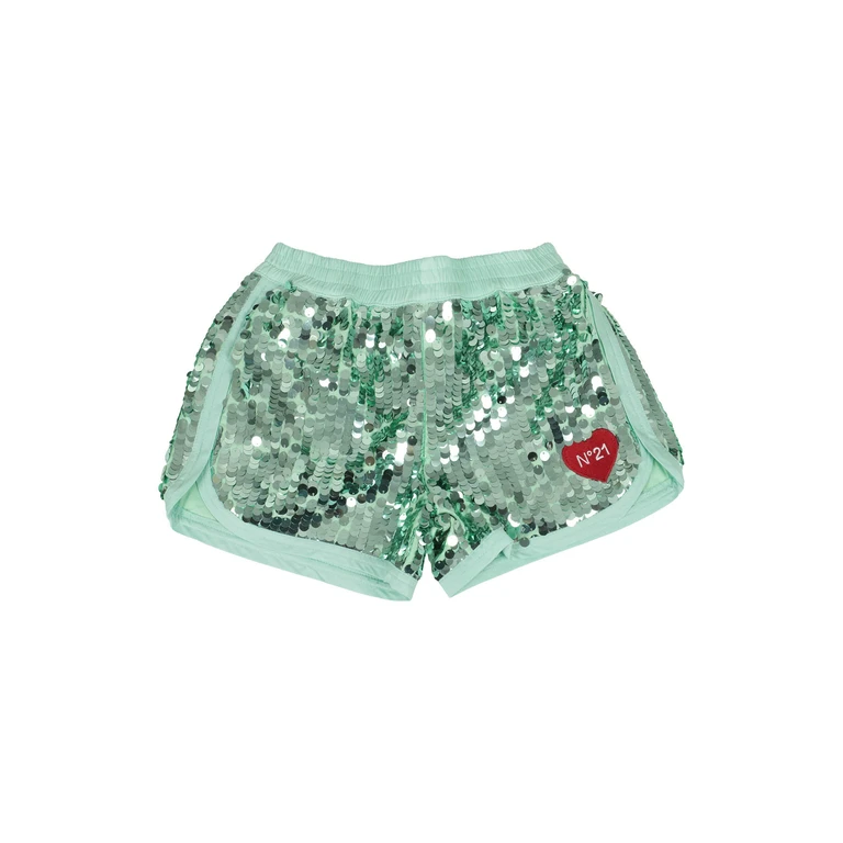 N°21 Kids Shorts Green Cotone
