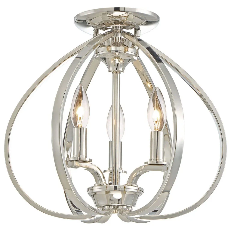 Tilbury 3-Light Ceiling Light in Polished Nickel