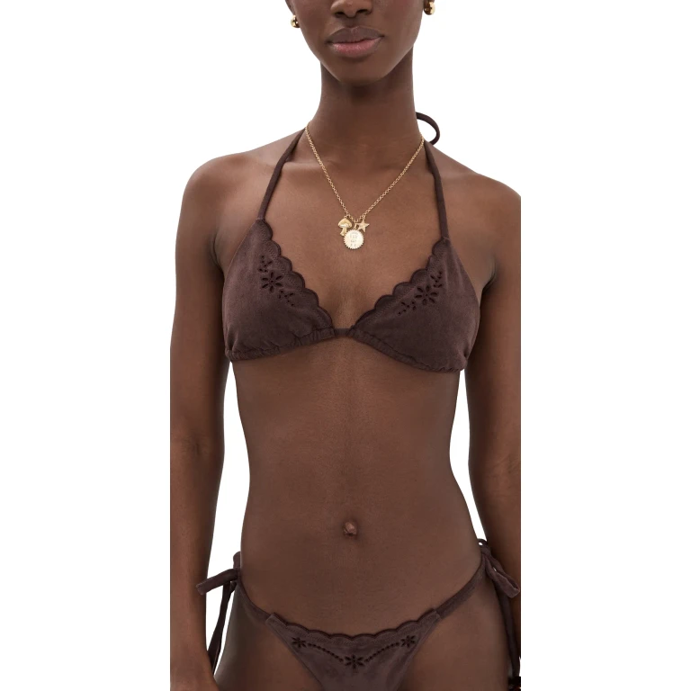 Frankies Bikinis Nick Suede Bikini Top Desert Suede M