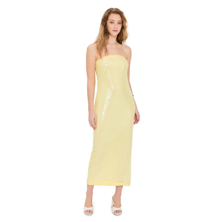 endless rose Strapless Sequins Maxi Dress Pink L