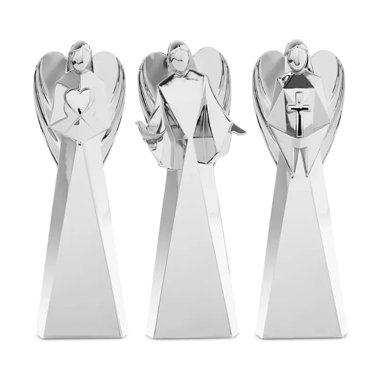 Nambe Faith, Love & Peace Mini Angel Figurines, Set of 3