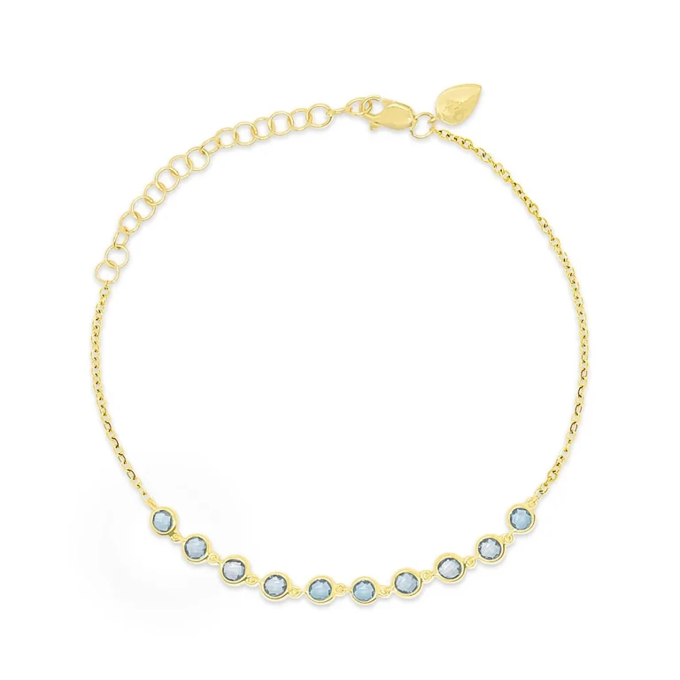 Meira T 14K Yellow Gold Blue Topaz Bezel Chain Link Bracelet