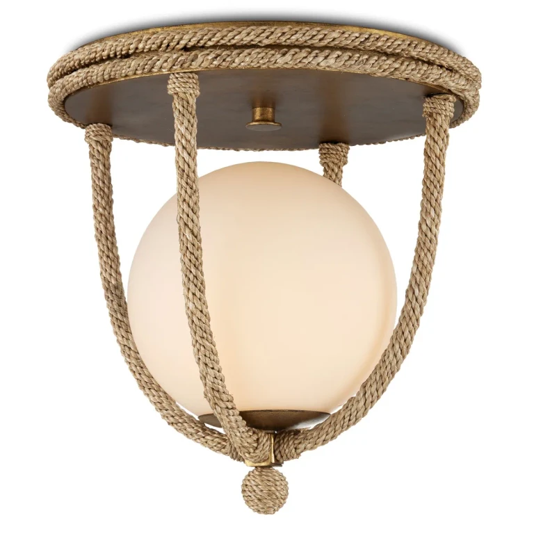 Natural Dorado Gold Frosted White Flush Mount from the Passageway Collection