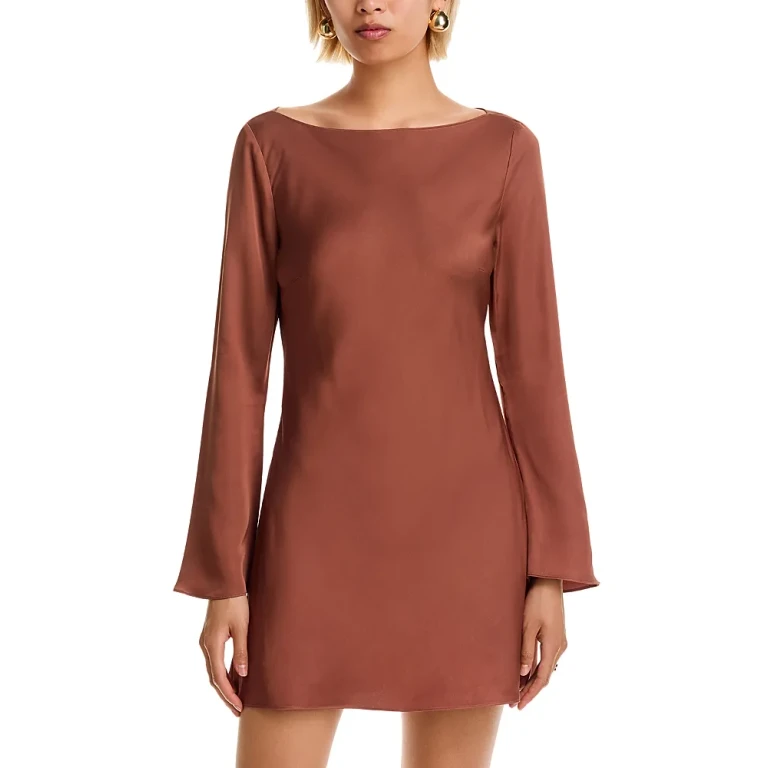 French Connection Ennis Satin Bell Sleeve Mini Dress