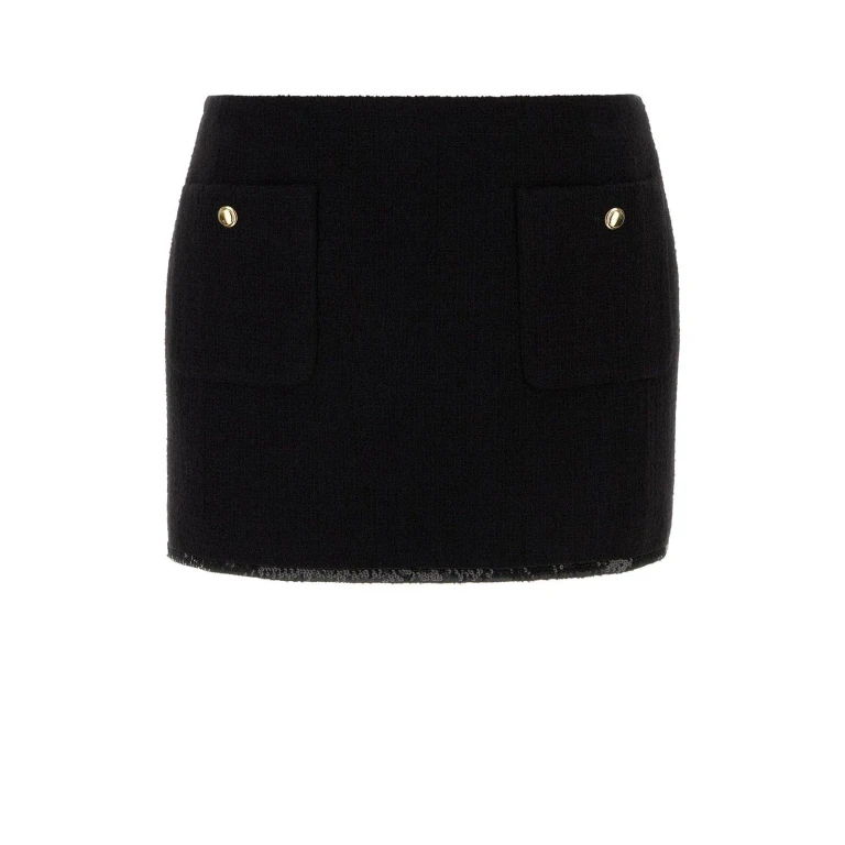 Miu Miu Logo-patch Sequin-trim Mini Skirt