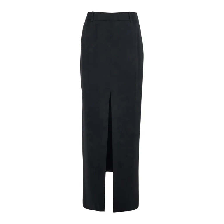 Tom Ford Black Long Skirt With Single Vent On The Front And Hidden Zip Closure On The Side In Viscose Blend For Women