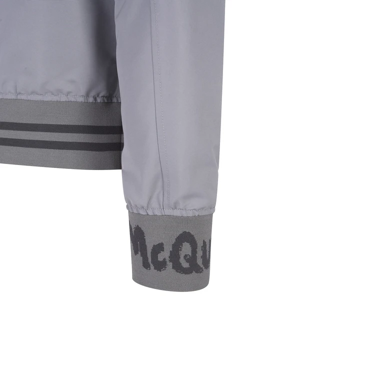 Alexander McQueen Bomber Jacket Gray Polyester - Men