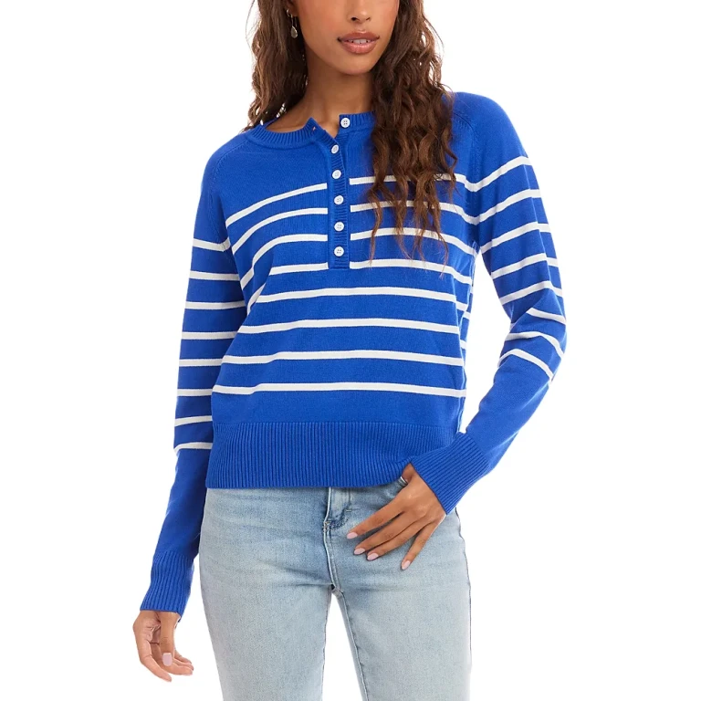Karen Kane Henley Stripe Sweater