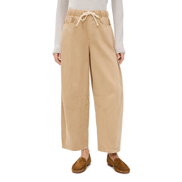Marine Layer Twill Barrel Drawstring Pants Khaki S