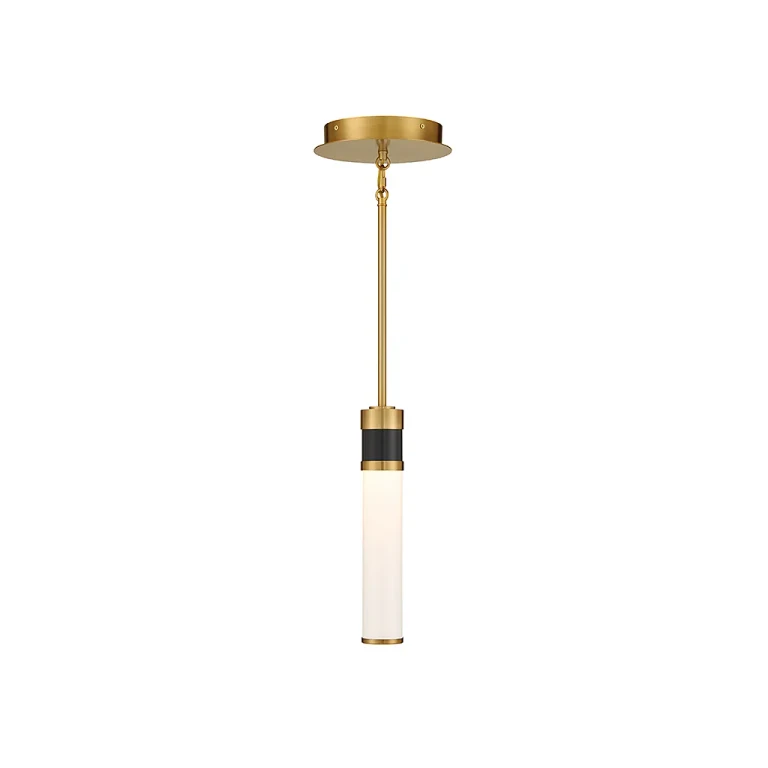Abel LED Mini-Pendant in Matte Black with Warm Brass Accents