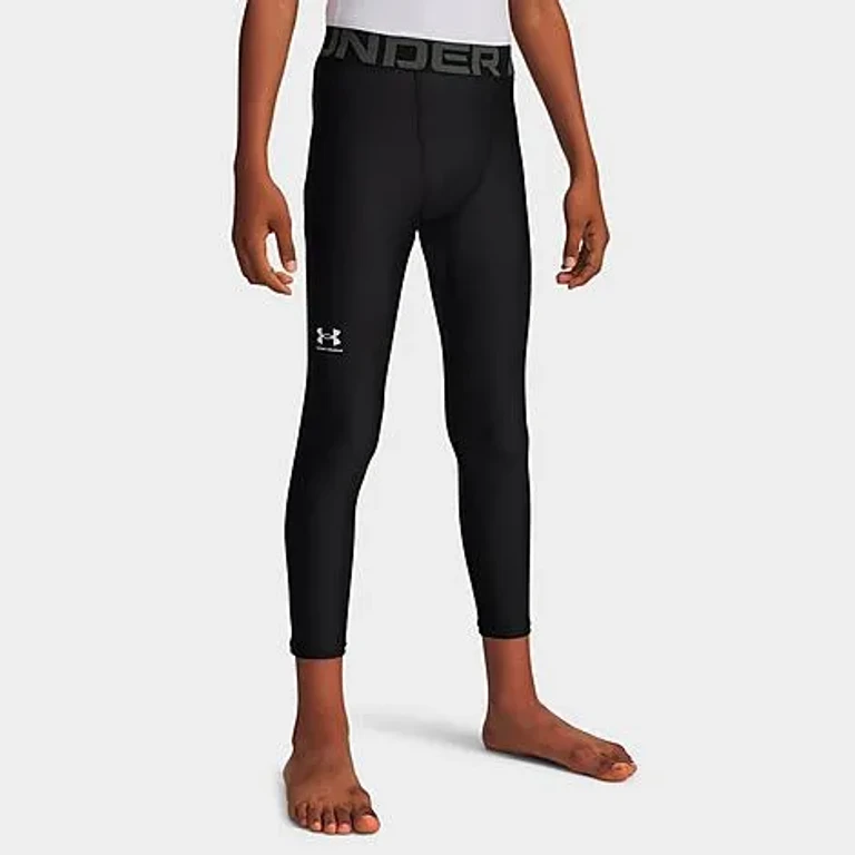 Under Armour Boys Big Kids HeatGear Armour Leggings in Black/White Size: XS