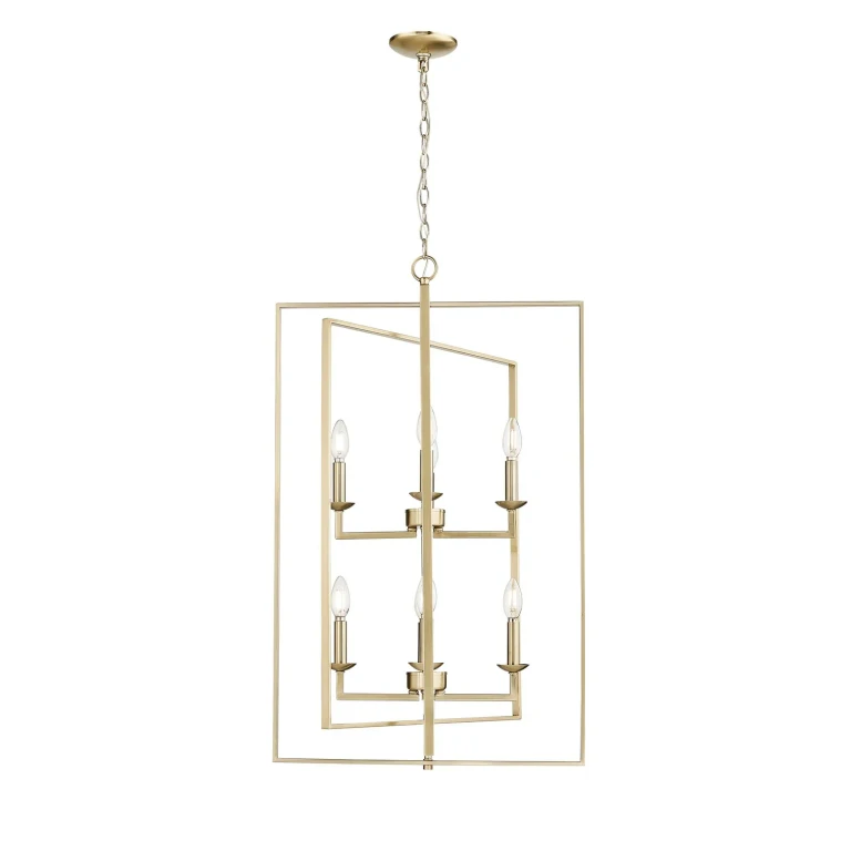 Modern Gold Eight Light Pendant from the Nellis Collection