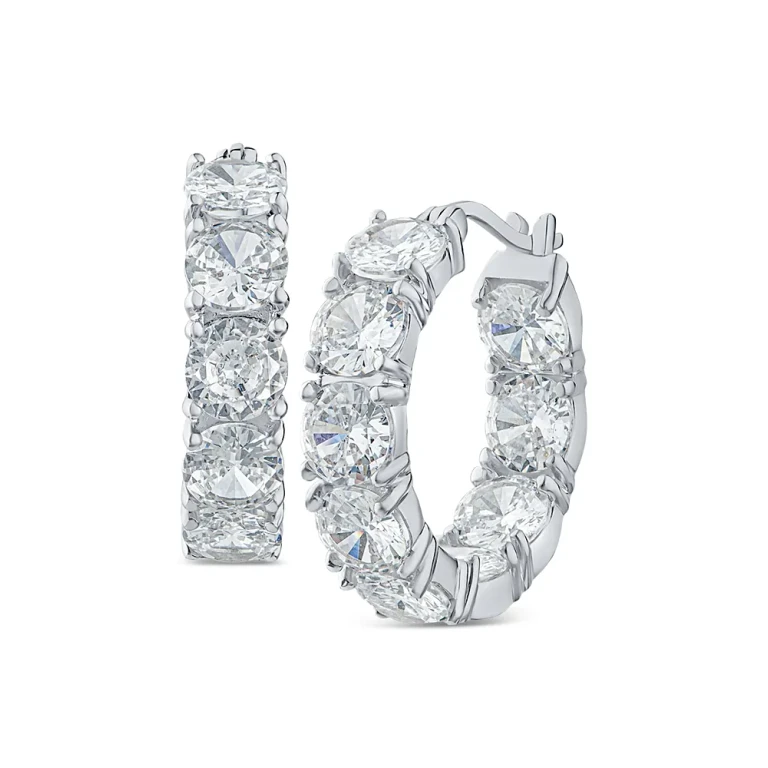 Cz By Kenneth Jay Lane Round Hoop Earrings