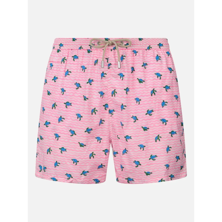 MC2 Saint Barth Comfort Light Classic Stretch Swim Shorts With Sea Turtles Print